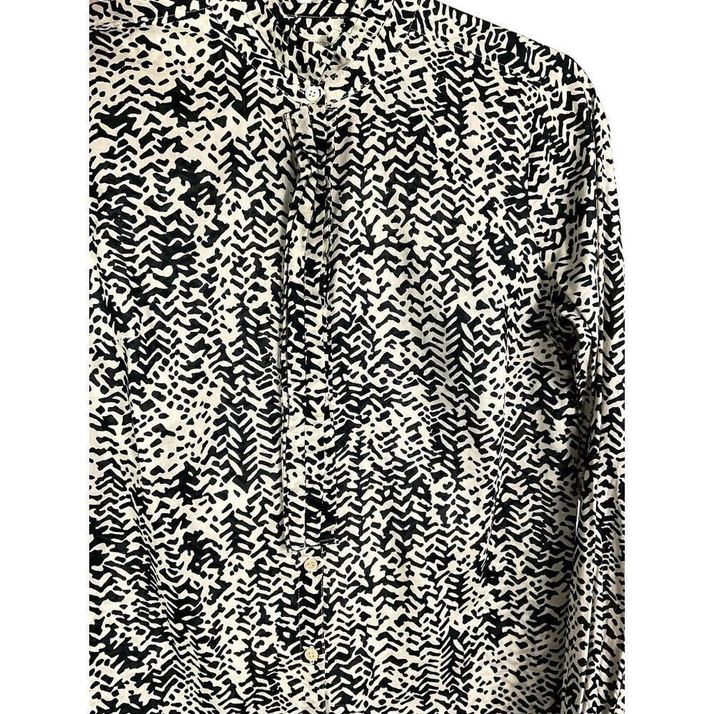 J. Crew Strada Fan Placket Perfect Shirt, Black/Cream, 100% Cotton, size 4 - Picture 8 of 13